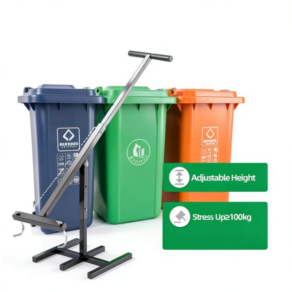Manual Trash Compactor, 120-660L Household Wastemate Wheelie Bin Compactor, Adjustable Handle Trash Can Compactor Tool, for Cleaning Jobs Households Restaurants Shopping Malls-4