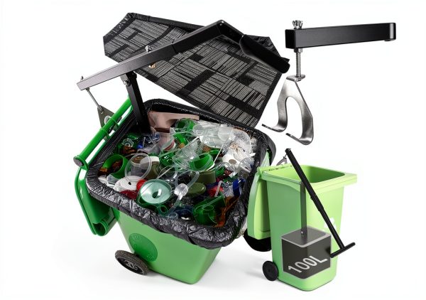 Touchless Manual Trash Compactor - Trash Can Compactor for Kitchen, Iron Trash Bin Compactor for Outdoor, Garbage Compactor for 60-100l Wheelie Bins-4